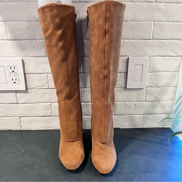 Jessica Simpson sz 6 Rallie chestnut suede tall wedge boots - Picture 6 of 15